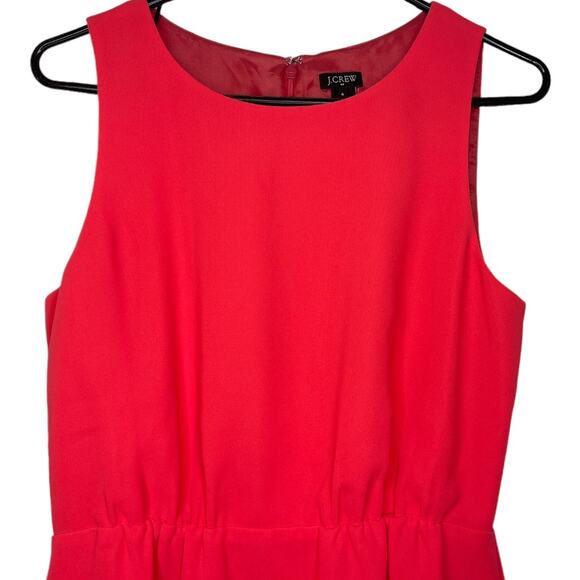 J. Crew Bright Coral Midi Sleeveless Dress Style #67725 Back Zipper Size 4 - Picture 1 of 6